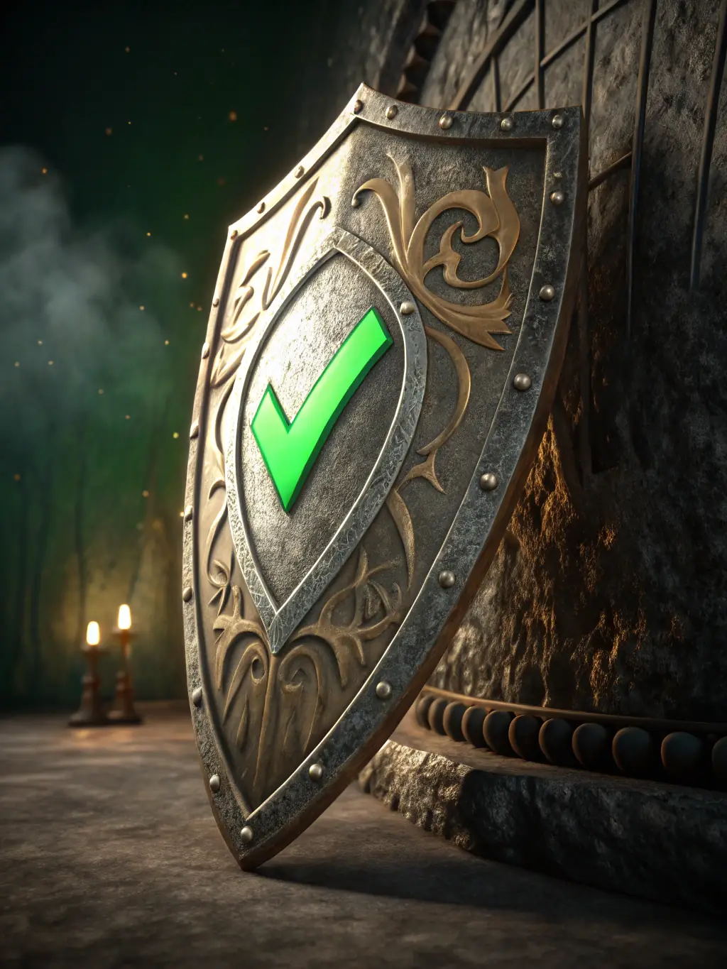 An illustration of a shield icon with a heart inside, symbolizing the protection and safety provided by Cupid’s Id against online dating scams and catfishing attempts.