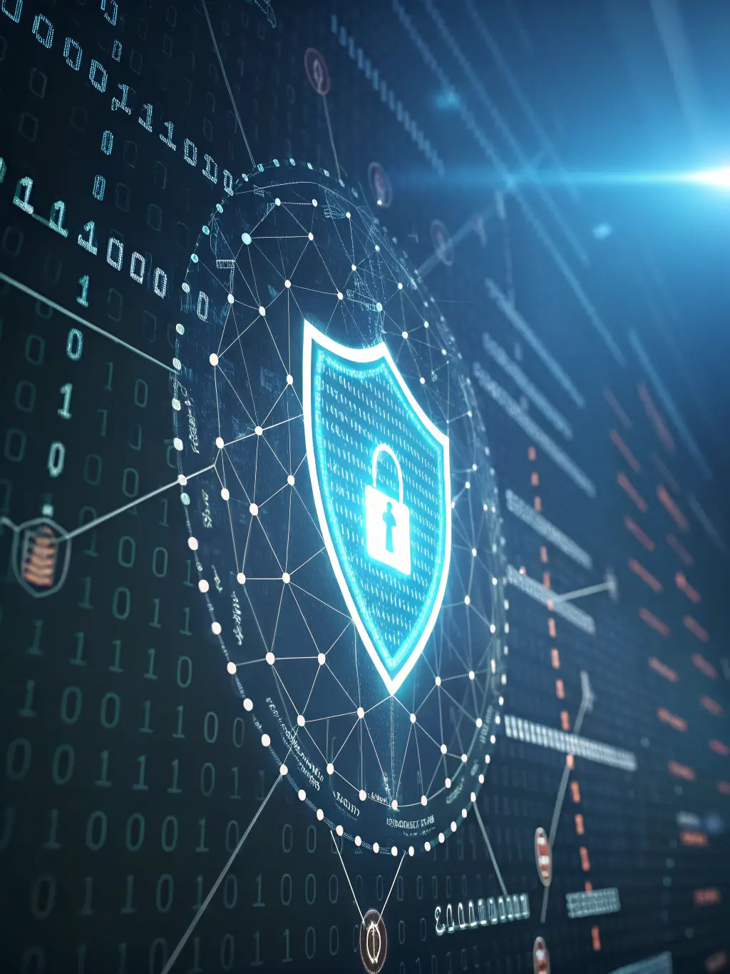 A graphic illustrating Cupid’s Id's multi-layered security system, showing various security protocols working together to protect user data and privacy.